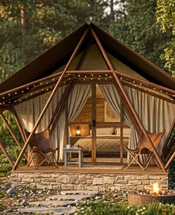 [Mẫu Mới 2026] Lều Glamping Tổ Hợp 4x10m: Tiêu Chuẩn Nghỉ Dưỡng 5 Sao Giữa Thiên Nhiên